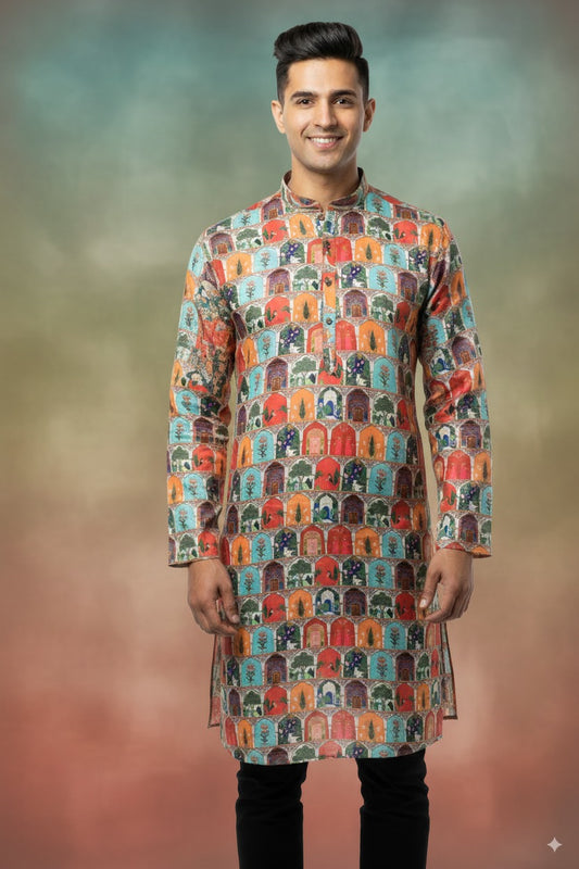 Anouk Men's Daily Wear Waist Length Kurta